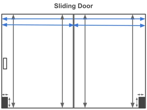 Diagram showing how to measure a normal sliding door